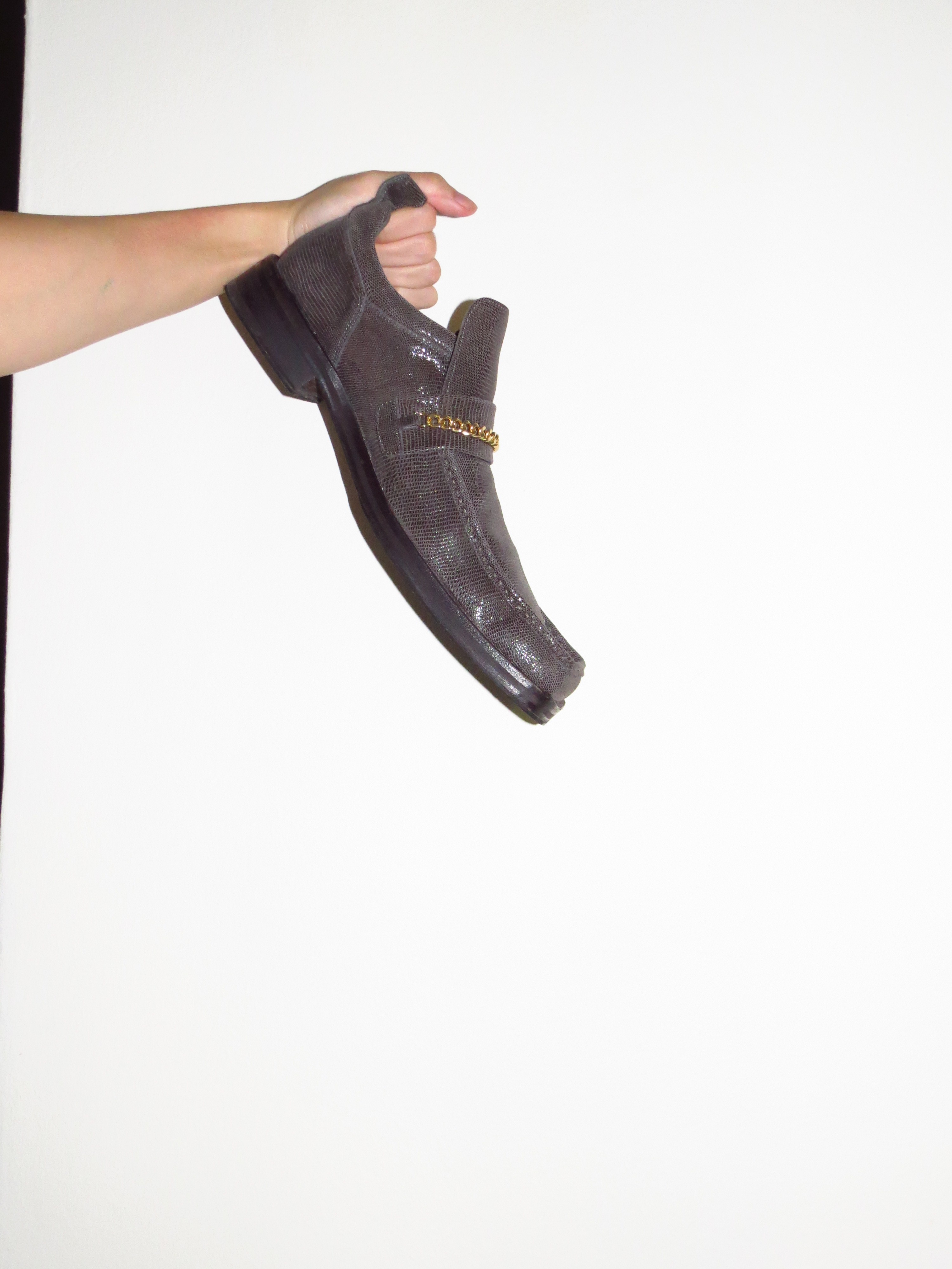 Martine Rose - Runway Lizard-skin Square-toe Chained Loafers - 8