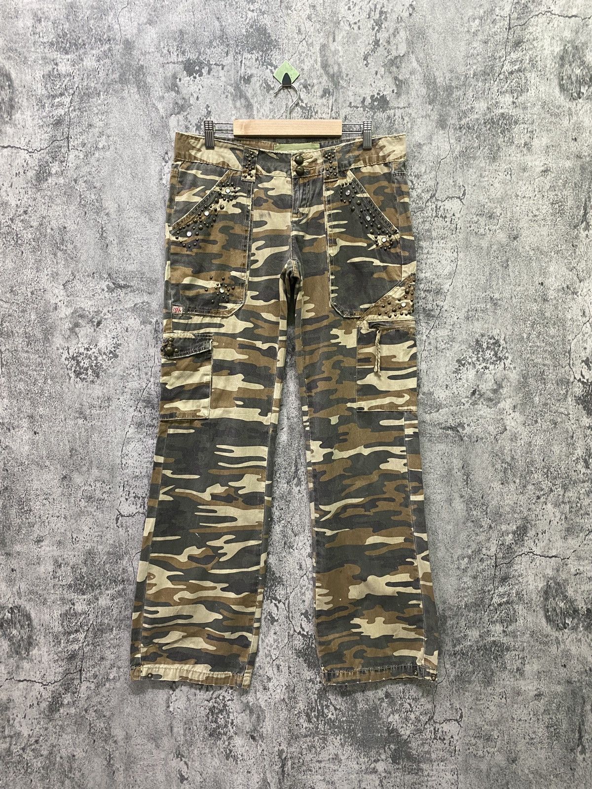 Military - Japan Brand MISS ME Multipocket Low Rise Camo Cargo Pants - 1