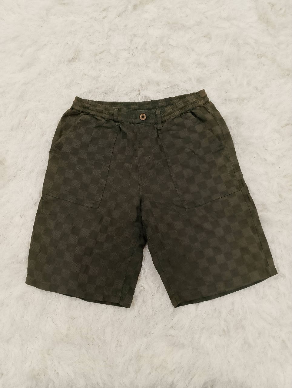 If Six Was Nine - VILLAND Olive Green Checked Relaxed Baker Short Pants - 2