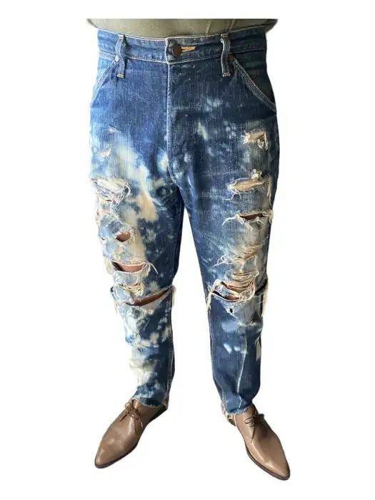Designer × Distressed Denim × Wrangler COTE MER x Wrangler Distressed Jeans Pant Norio Sato - 4