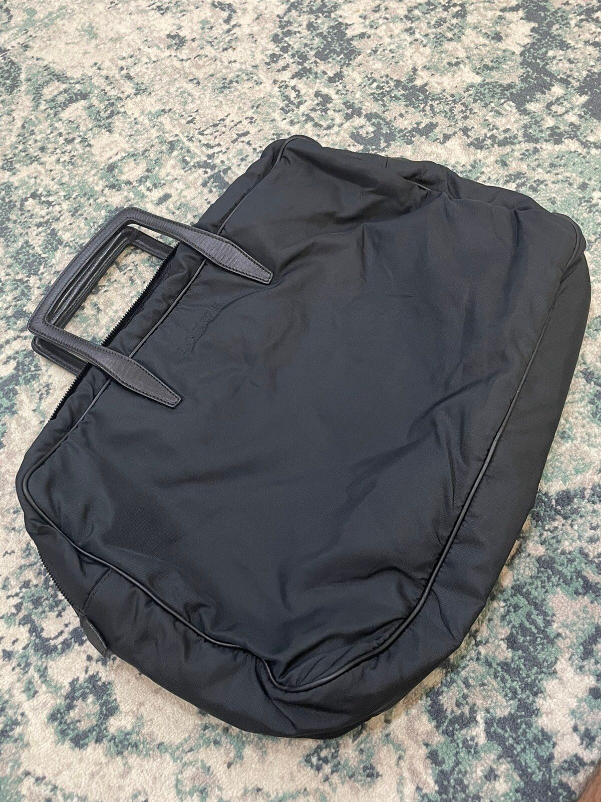 Loewe Black Nylon Leather Handle Travel Bag - 22