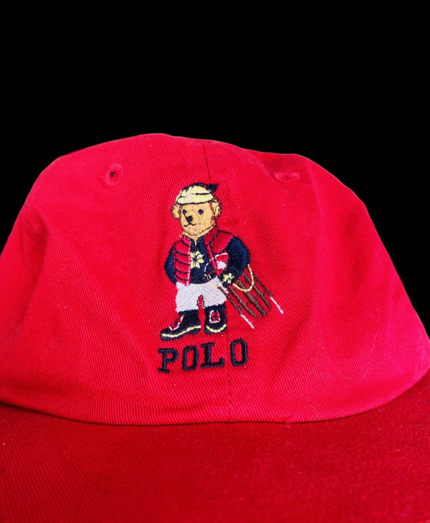 Polo Ralph Lauren Vintage Teddy Bear Red Baseball Cap Hat - 2