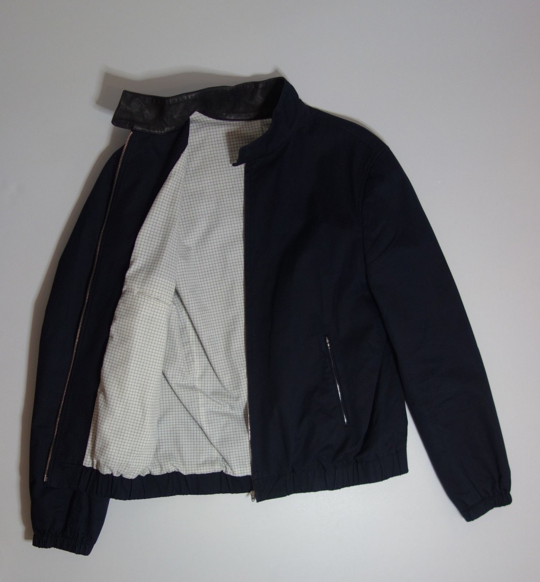 Leather collar harrington blouson jacket - 1