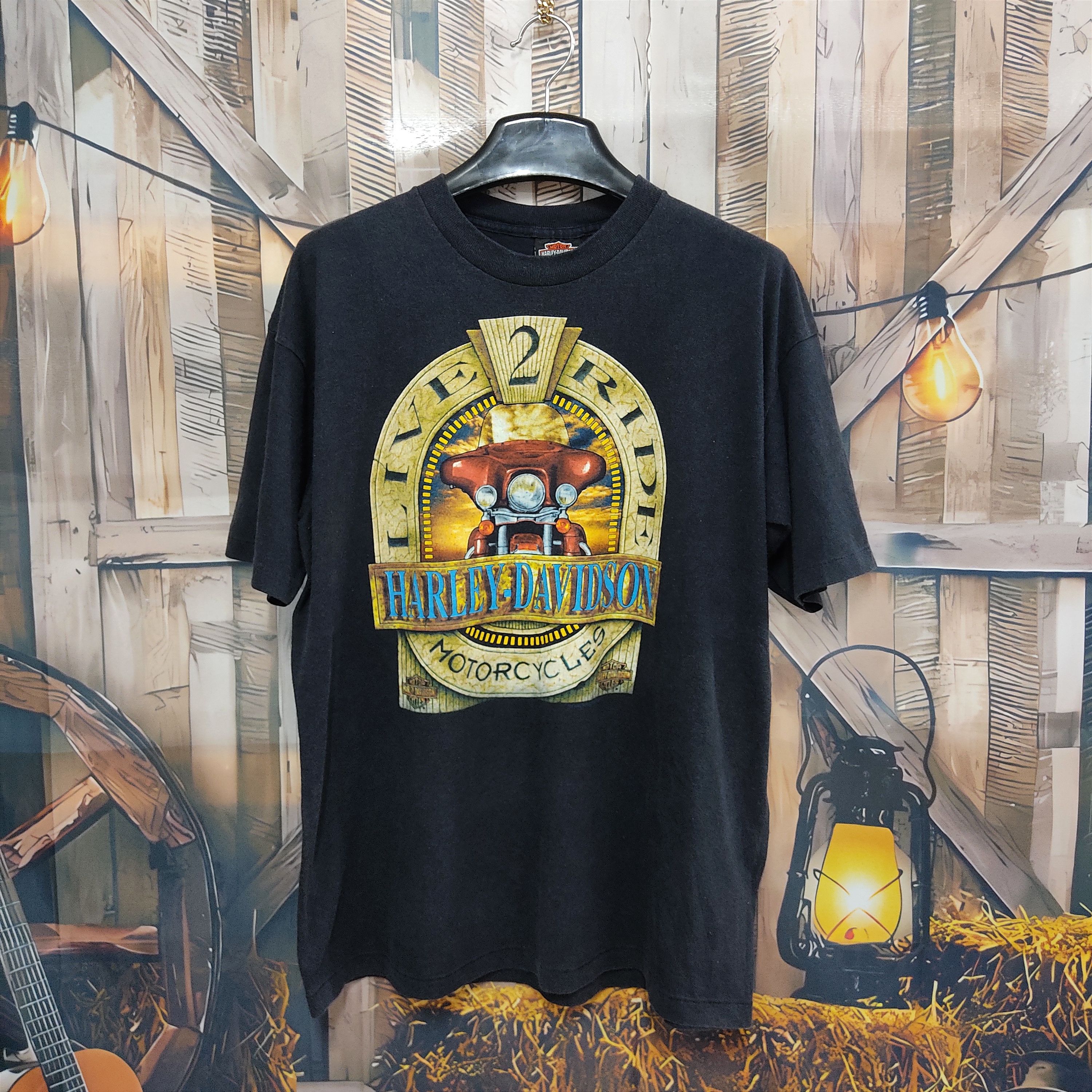 Vintage 90s HARLEY DAVIDSON 'Live 2 Ride' Holoubek T-shirt - 1