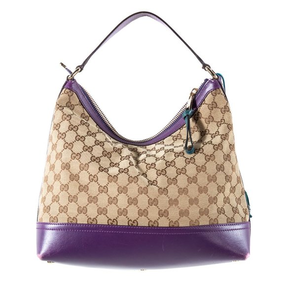 Authentic Gucci Pom Pom Purple Zip Hobo Bag - 4