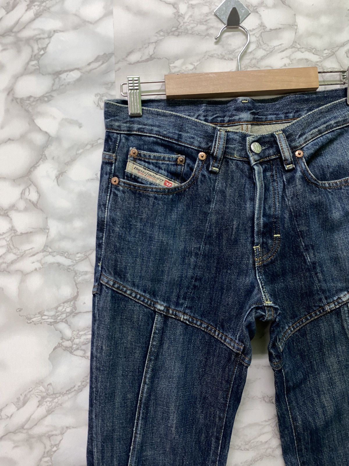 Vintage - DIESEL INDUSTRY Flared Reconstructed Low Rise Denim - 4