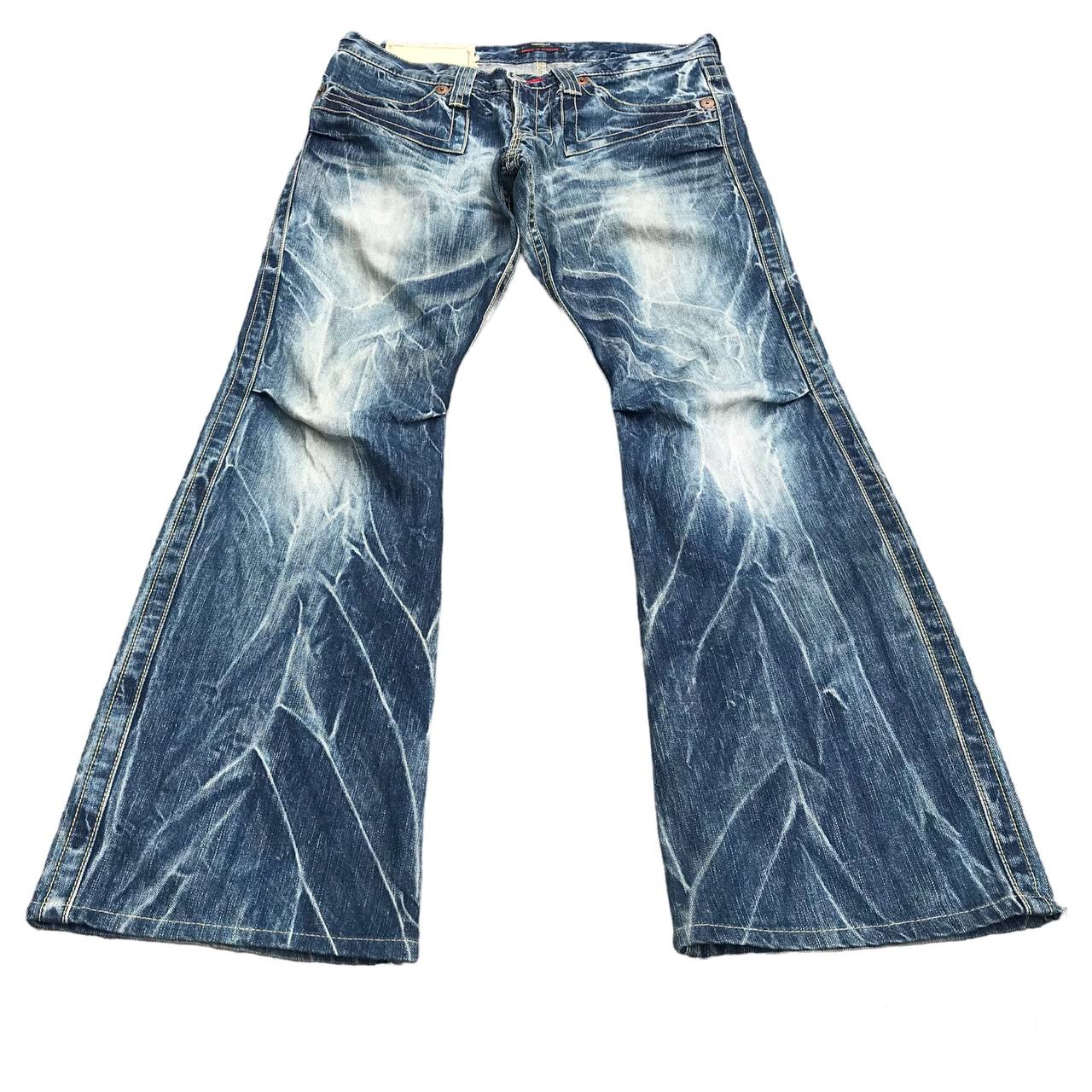 Flared Blue Way Japanese jean Nippon Kapital thunderstorm flash wash jean low rise cut - 5