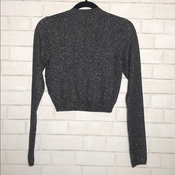 Express Sparkly Sweater Knit Crop Top - 2