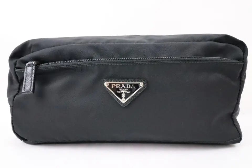 Authentic Prada Tessuto Nyalon Leather Toiletries Clutch Bag - 3