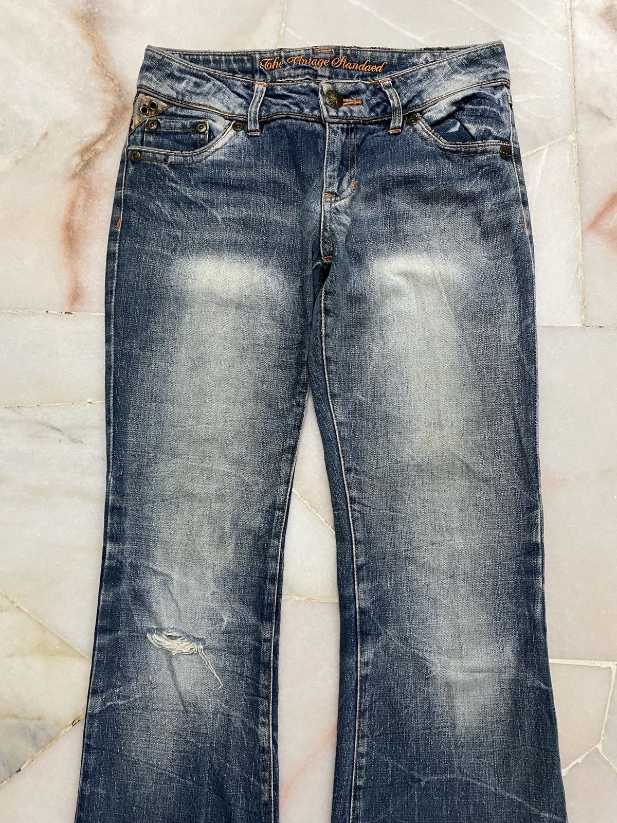 💥Flare💥Vintage Japanese Sick Washed Faded Jeans Distress - 3