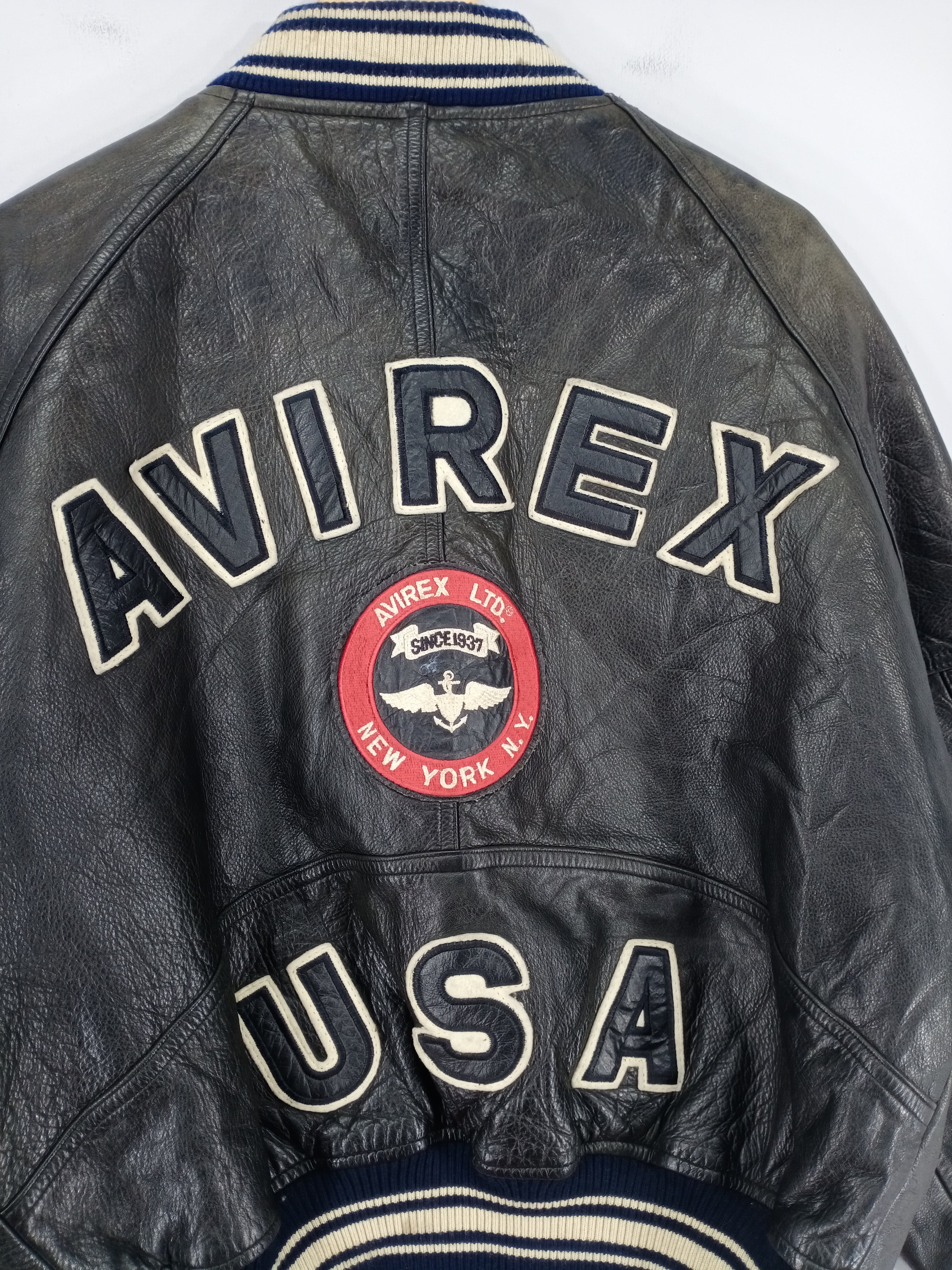 💥RARE💥Vintage Avirex Usa Spell Out Varsity Leather Jacket - 6