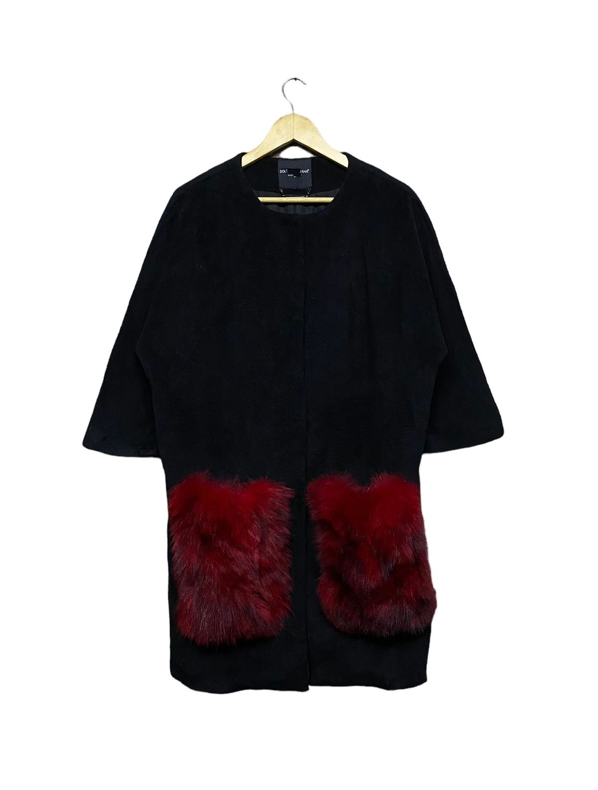Authentic🔥Dolce & Gabana Long Coat With Mink Fur Over-Pocket - 1