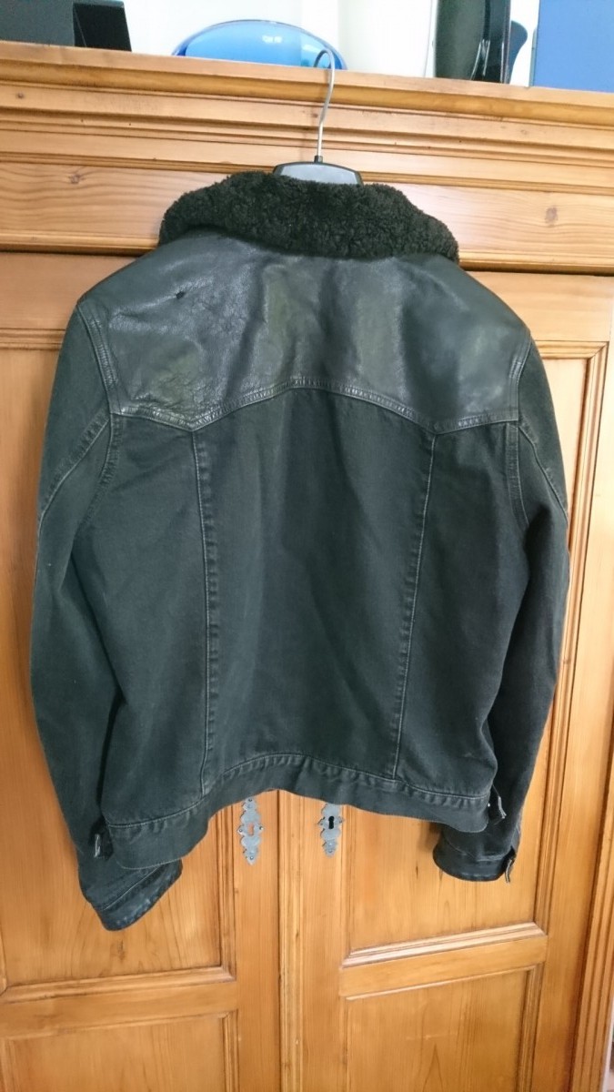 RARE Black Label Teddy Sherpa Denim Leather Detail Jacket - 7