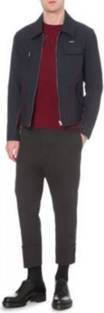 Yang Li - Contrast-Seam Virgin Wool Harrington Jacket SZ Small - 9