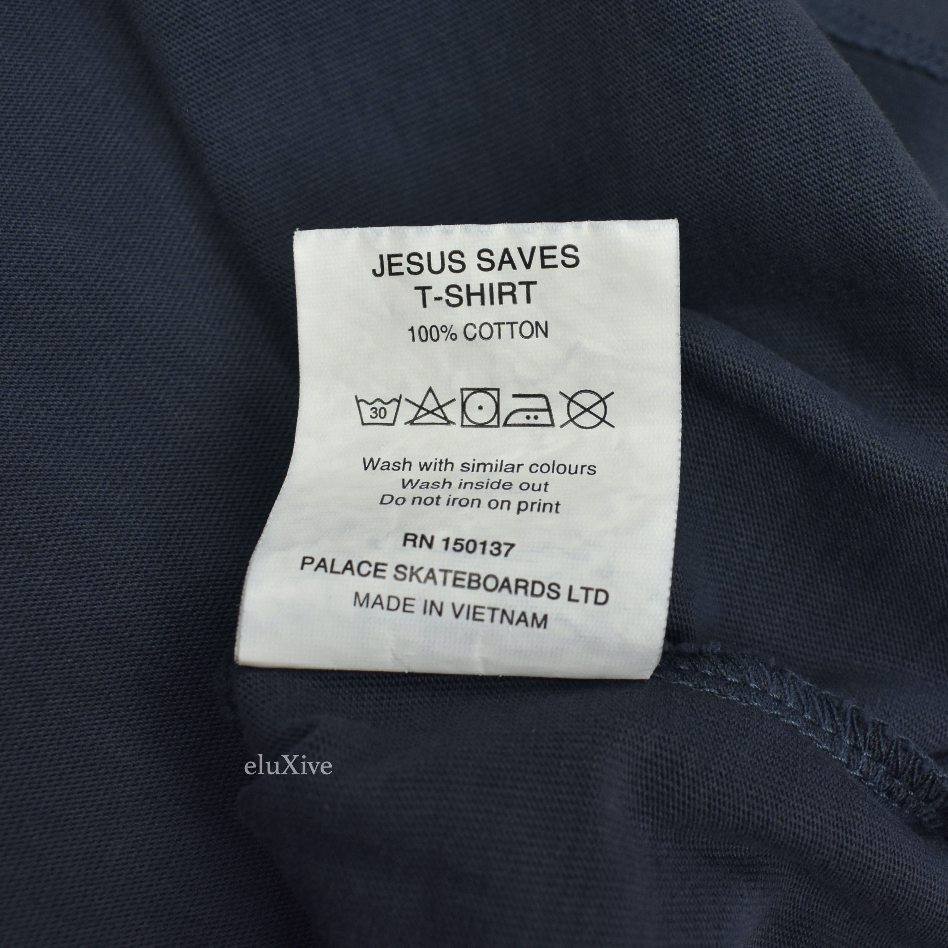 Palace Jesus Saves Tri Ferg Logo T-Shirt Navy SS21 - 6