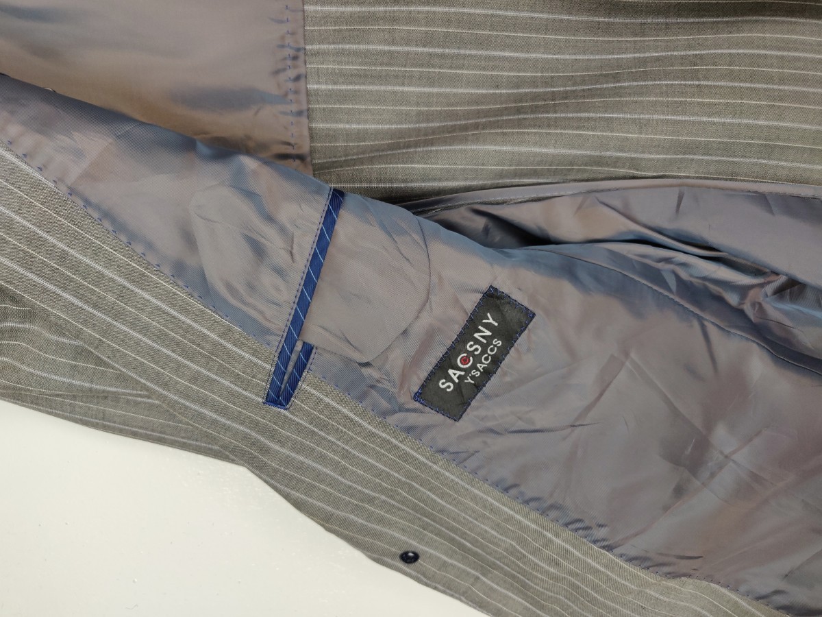 Y'saccs Sacsny Grey Stripe Blazer Coat Suit Jacket - 8