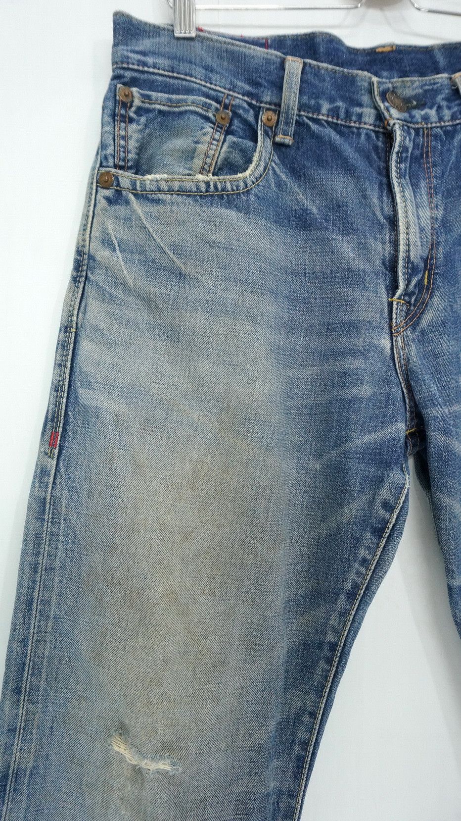 🔥 Vtg EDWIN 13oz Grand Blue Selvedge Worn Out Aging Denim - 4