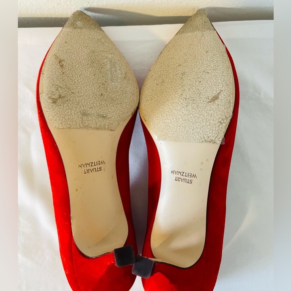 Stuart Weitzman lipstick Red Suede heels - 2