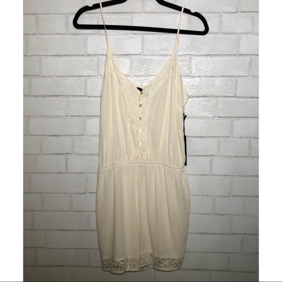 Forever 21 Cream Lace Trim Romper - 1