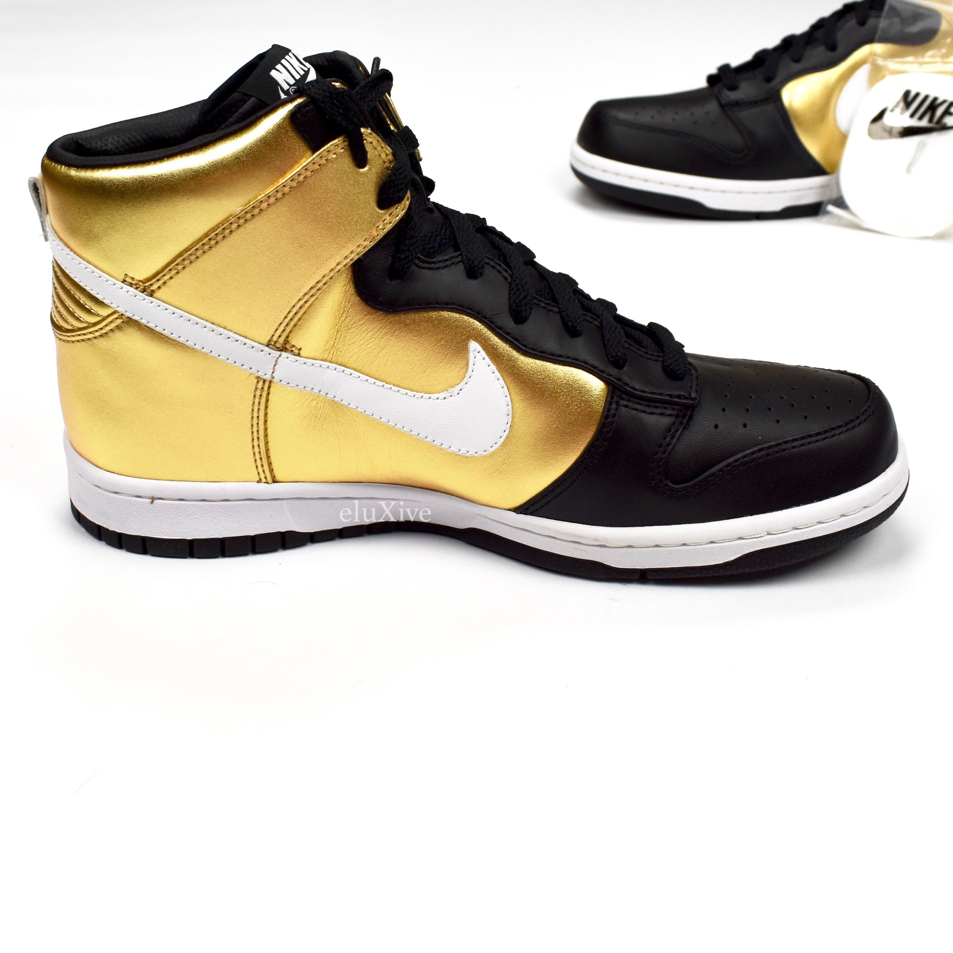 2008 Nike Dunk High Premium Metallic Gold Black DS - 4