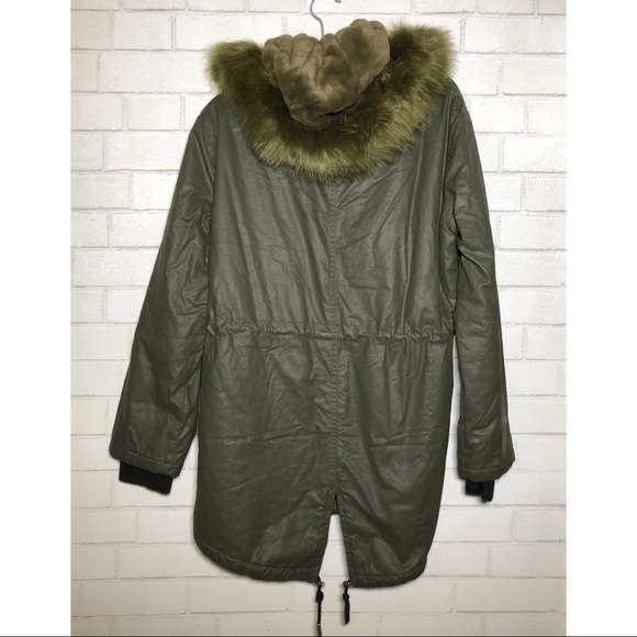 Whistles “Karlie” Olive Waxy Fur Trim Parka - 7