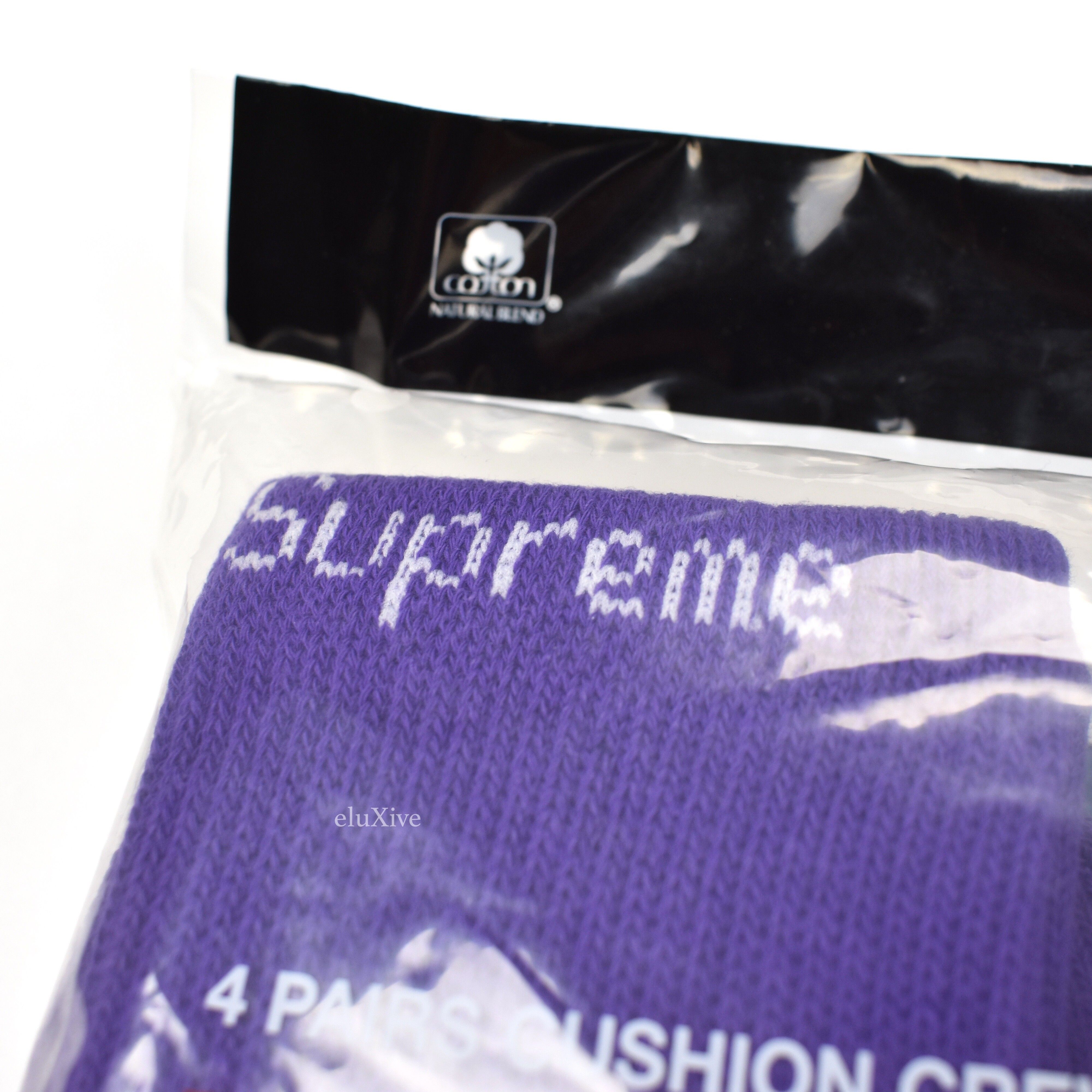 Supreme Purple Logo Knit Crew Socks (4-Pack) - 2