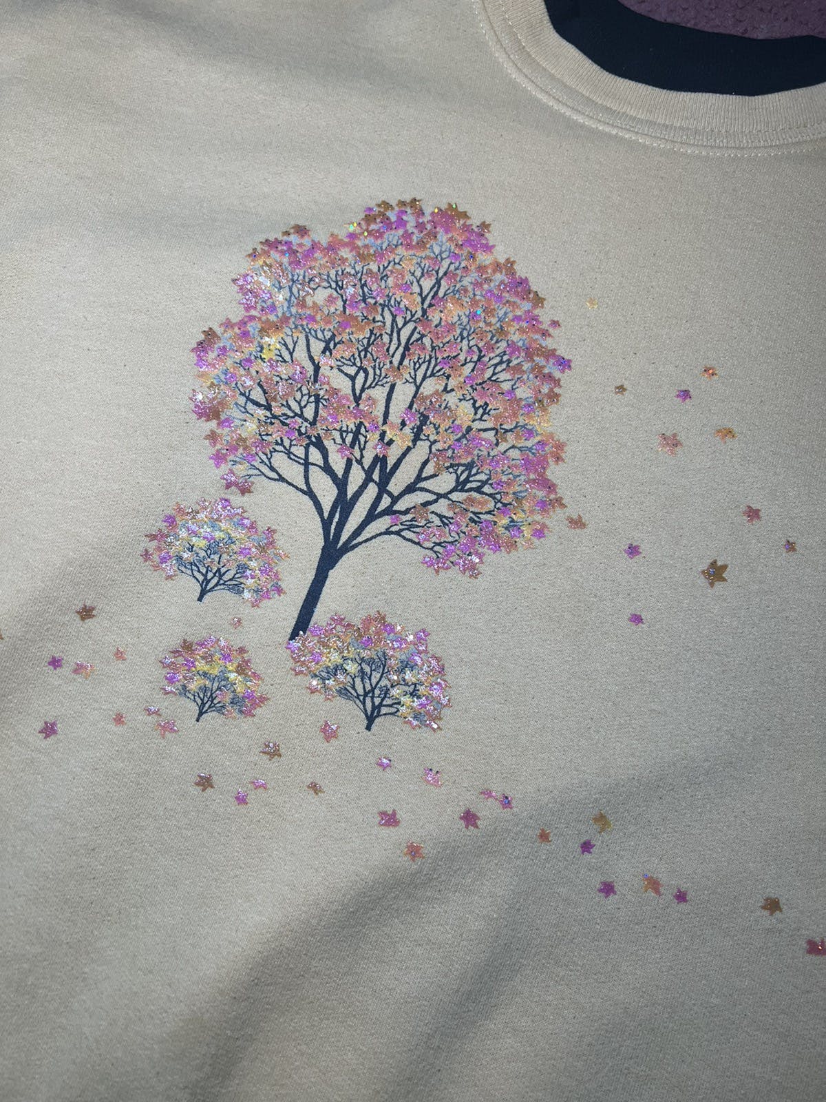 Vintage - Double-layer Cherry Blossom glitter detail crewneck - 5