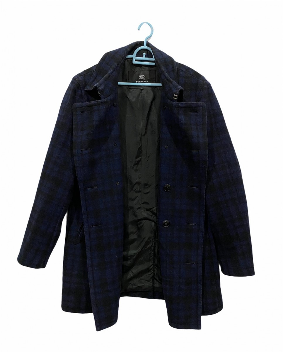 Burberry Black Label Double Breasted Checked Wool Coat Jacket - 5