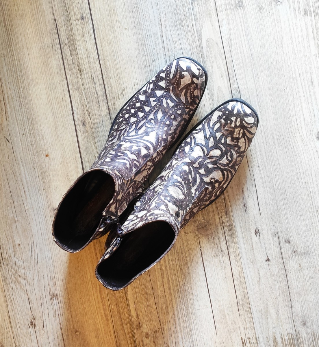 Gianni Barbato - Woodburning leather boots.Like Saint Laurent or Celine - 2