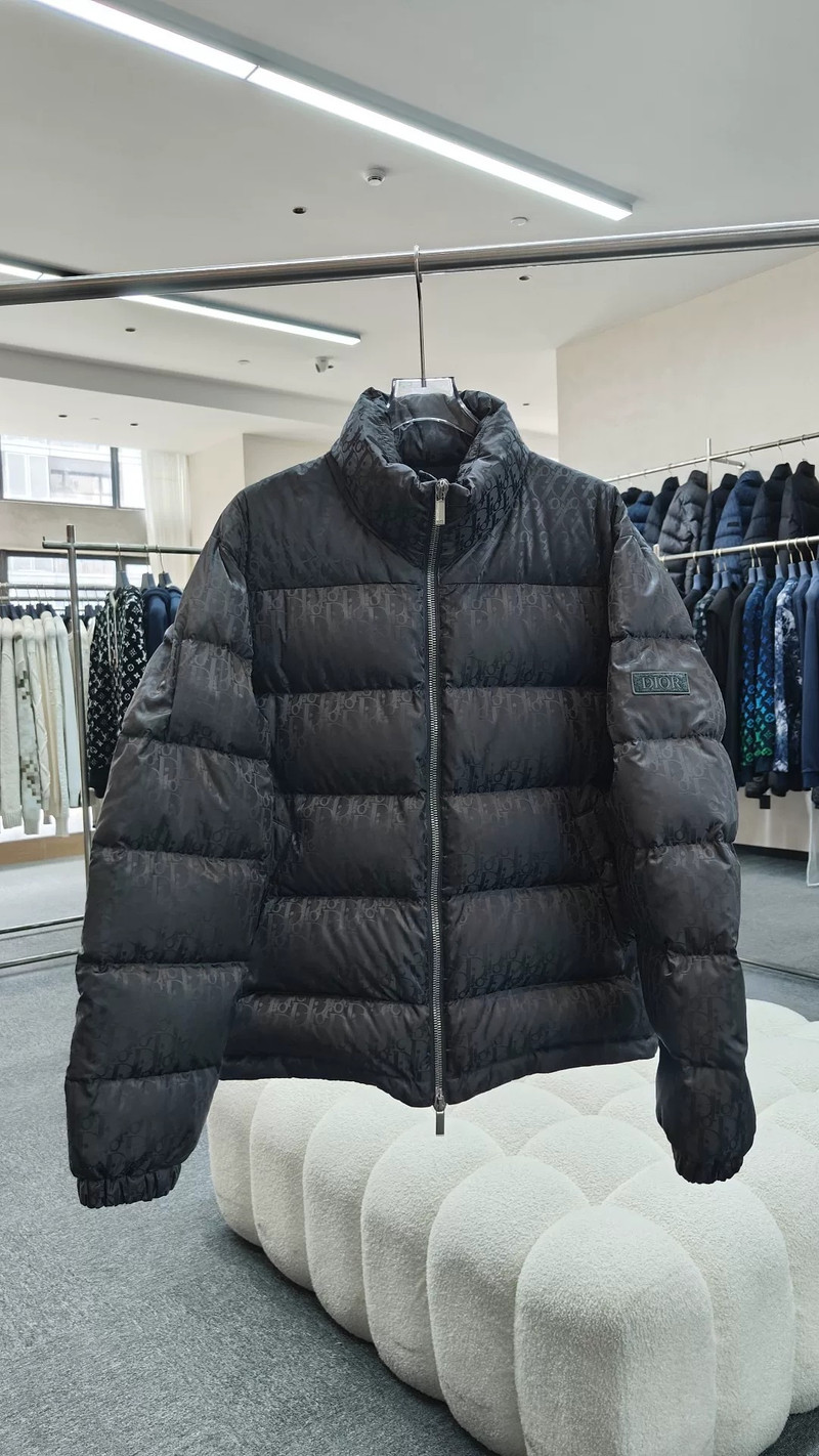 Dior All-Over Logo Jacquard Stand-Collar Down Jacket - 1