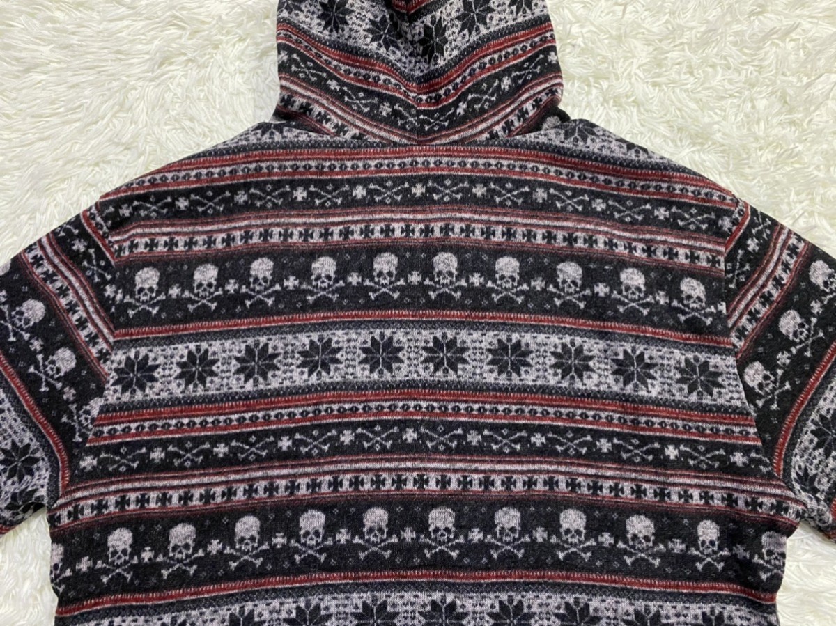 Japanese Brand - Fullprint Skulls Fleece Lined Zipper Hoodie Knitwear Jacket - 7