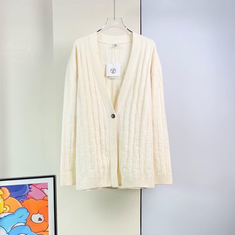 Hermès off-white knitted cardigan jacket - 1