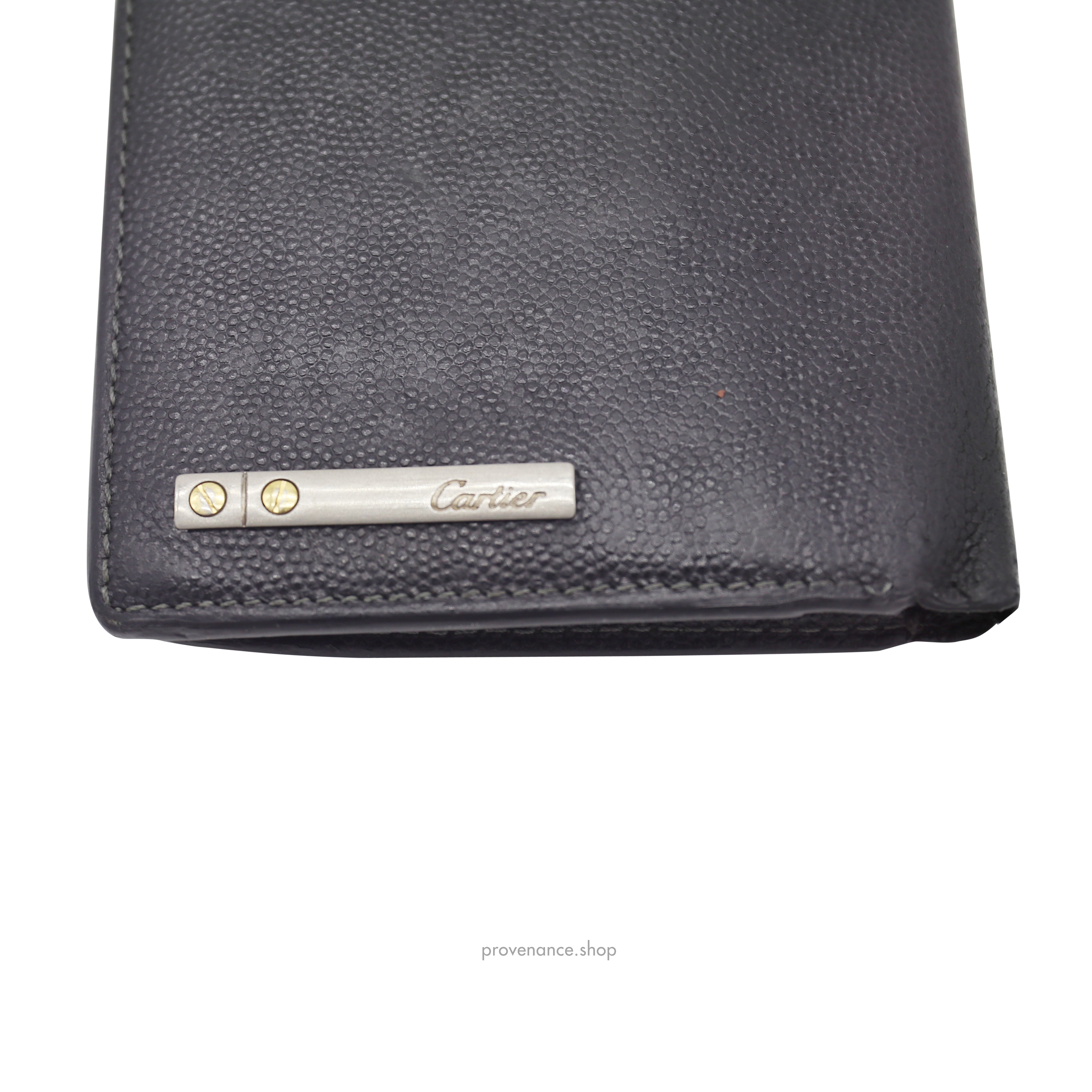 Cartier Santos Long Wallet - Black Pebbled Leather - 5