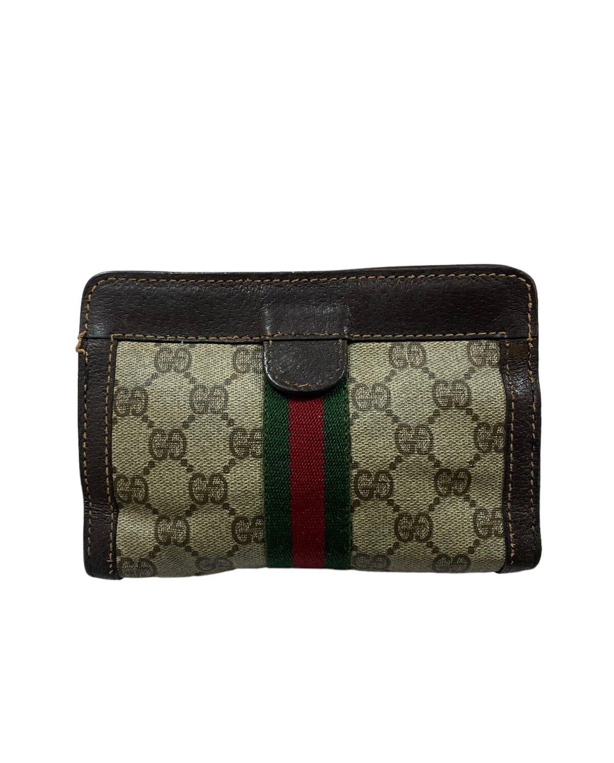 Vtg🔥Gucci Stripe Monogram Clutch Bag Made In Italy - 2