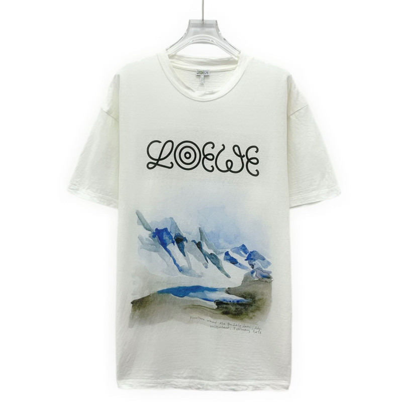 Loewe White Print Cotton Crew Neck Short Sleeve T-Shirt - 1
