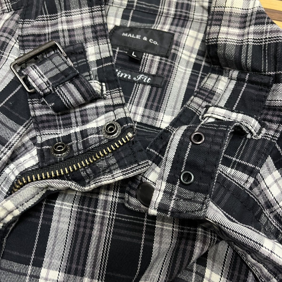 Vintage - Male & Co Slim Fit Flannel Matsuda Shirt Zipper - 18