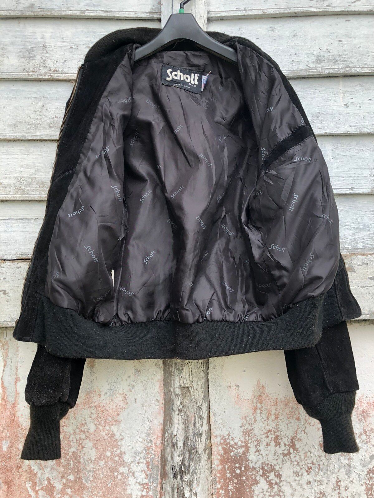 Vintage Schott Black Suede Leather Jacket - 5