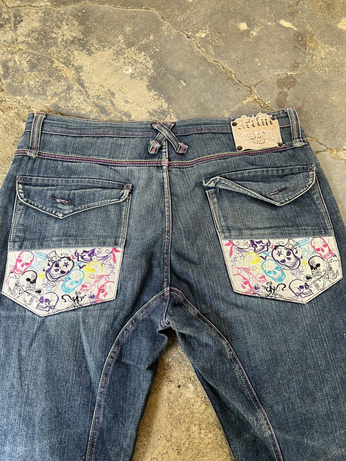 Vintage - 💥Flare Skull Patches Backpocket Denim - 4