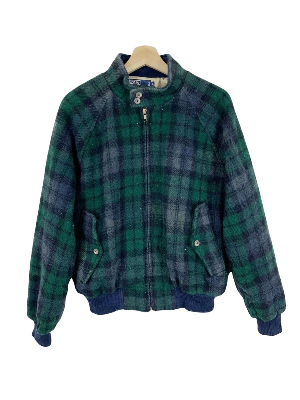 Vintage RALPH LAUREN POLO GLEN PLAID WOOL VARSITY - 1