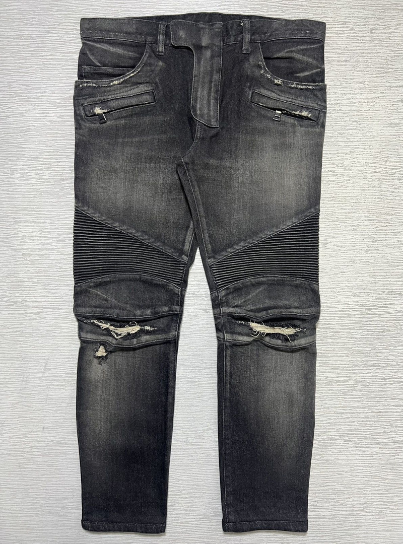 Balmain - Distressed Biker Jeans - 1