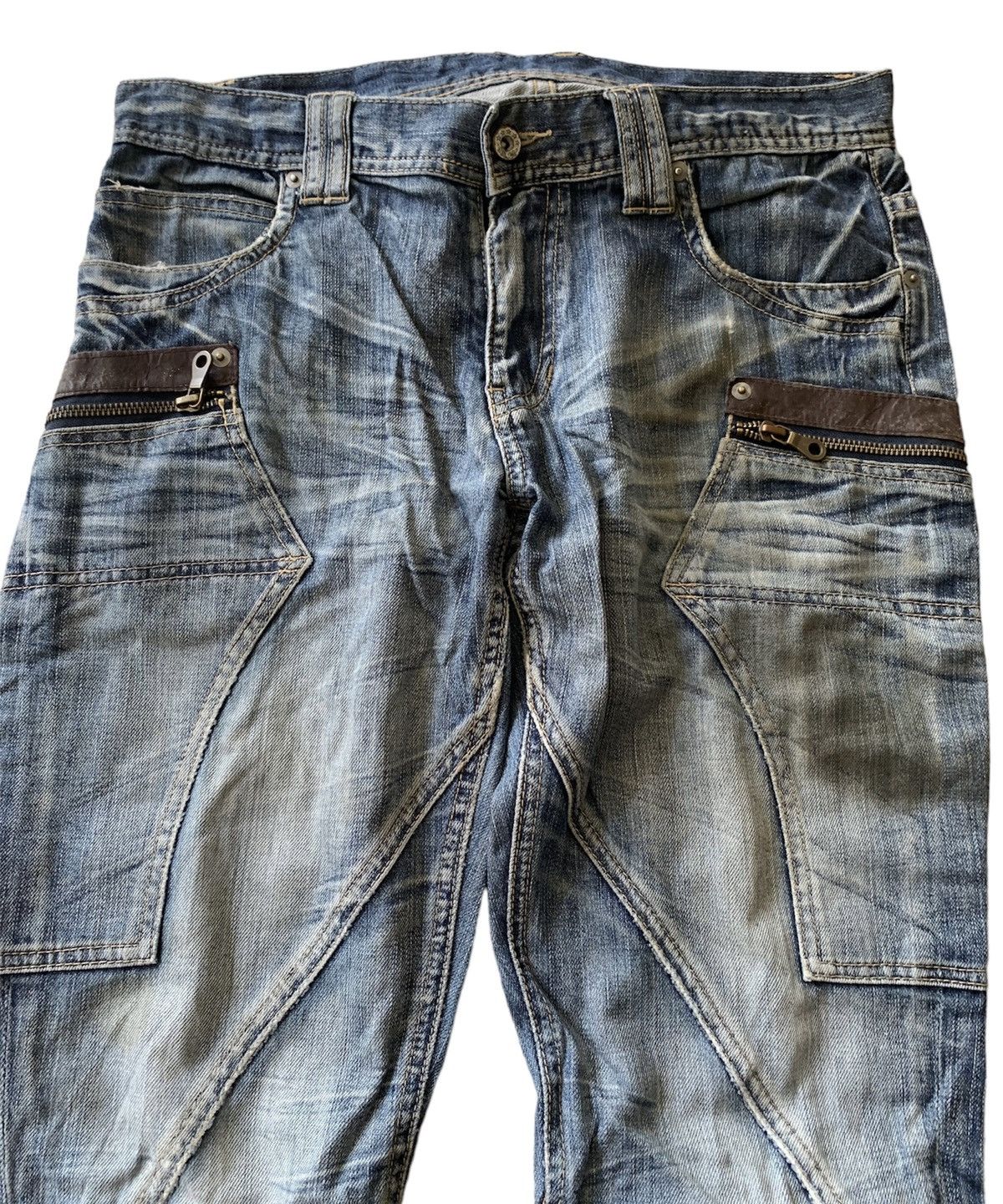 Japanese Brand - Flare Michel Klein Dirty Washed Distressed Denim - 4