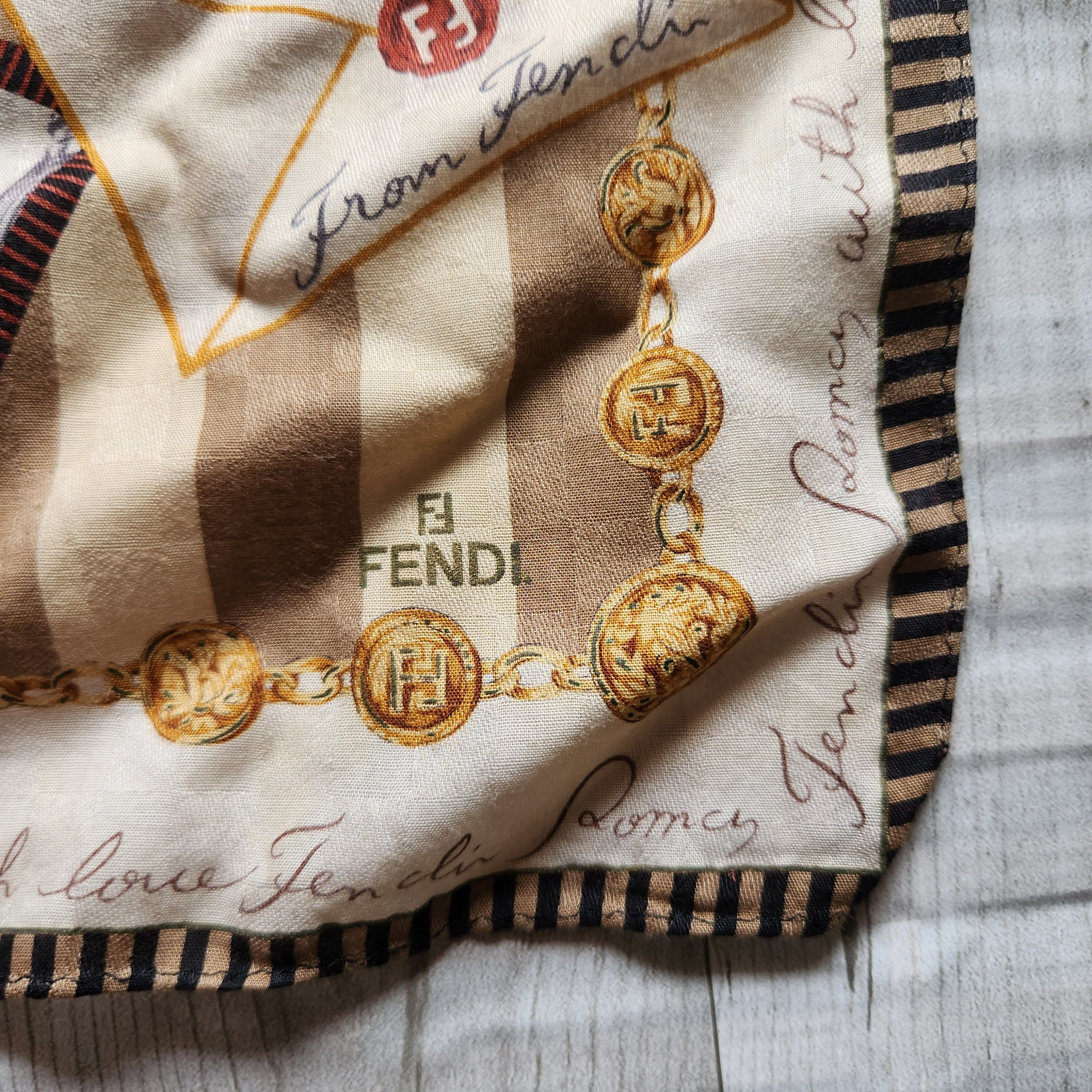 Vintage Fendi Roma Italy Handkerchief Scarf - 12