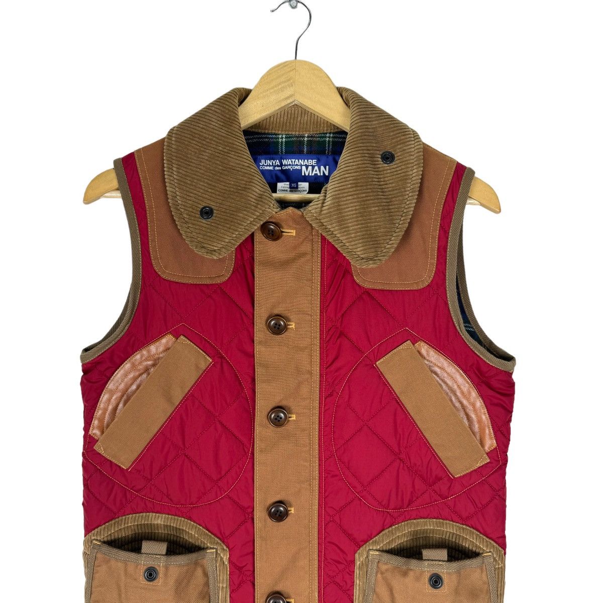 🔥JUNYA WATANABE FW2014 QUILTED NYLON COWHIDE LEATHER VEST - 4