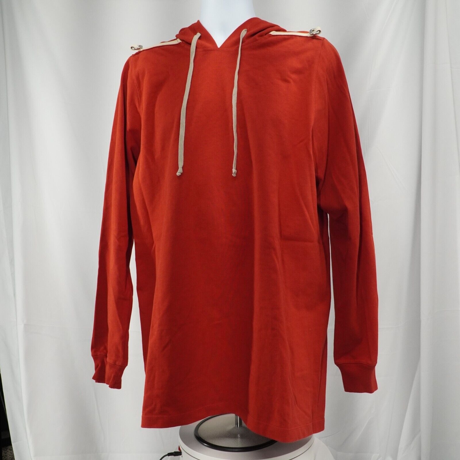 Knit Hoodie Sweater Longline Cardinal Red Natural D Rings - 4