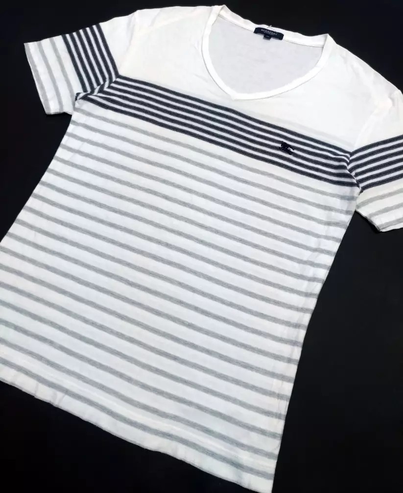RARE! BURBERRY LONDON MADE IN JAPAN STRIPED V-NECK - 3