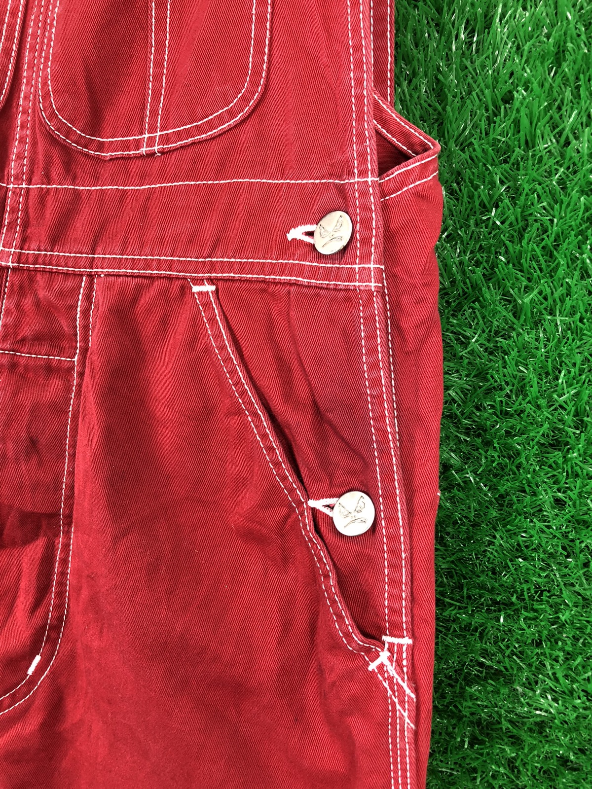 Vintage - Vintage 90's Bad Boy Jeans Red Overall Denim Workwear Style - 3