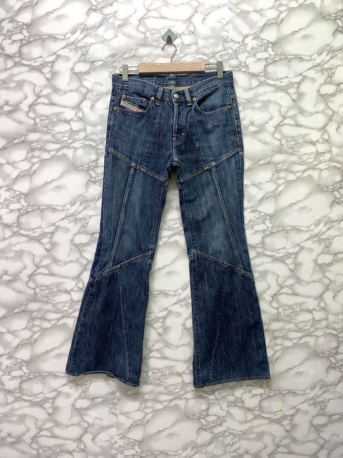 Vintage - DIESEL INDUSTRY Flared Reconstructed Low Rise Denim - 1