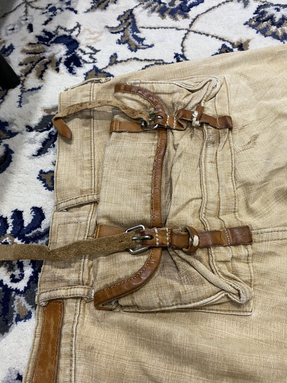 Kapital Kurashiki Leather Patch Pocket Flared Monkey Pants - 4