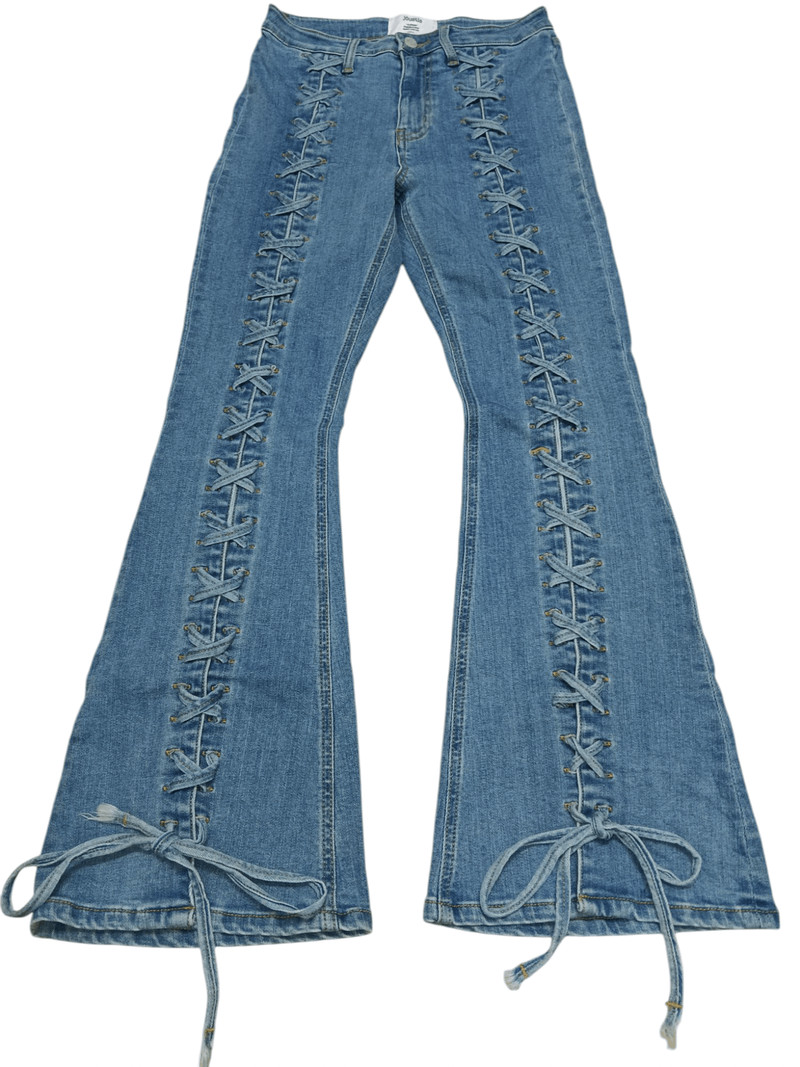 If Six Was Nine - 💥Jóuetie💥 Lace Up Stretchable Super Flare Denim - 1
