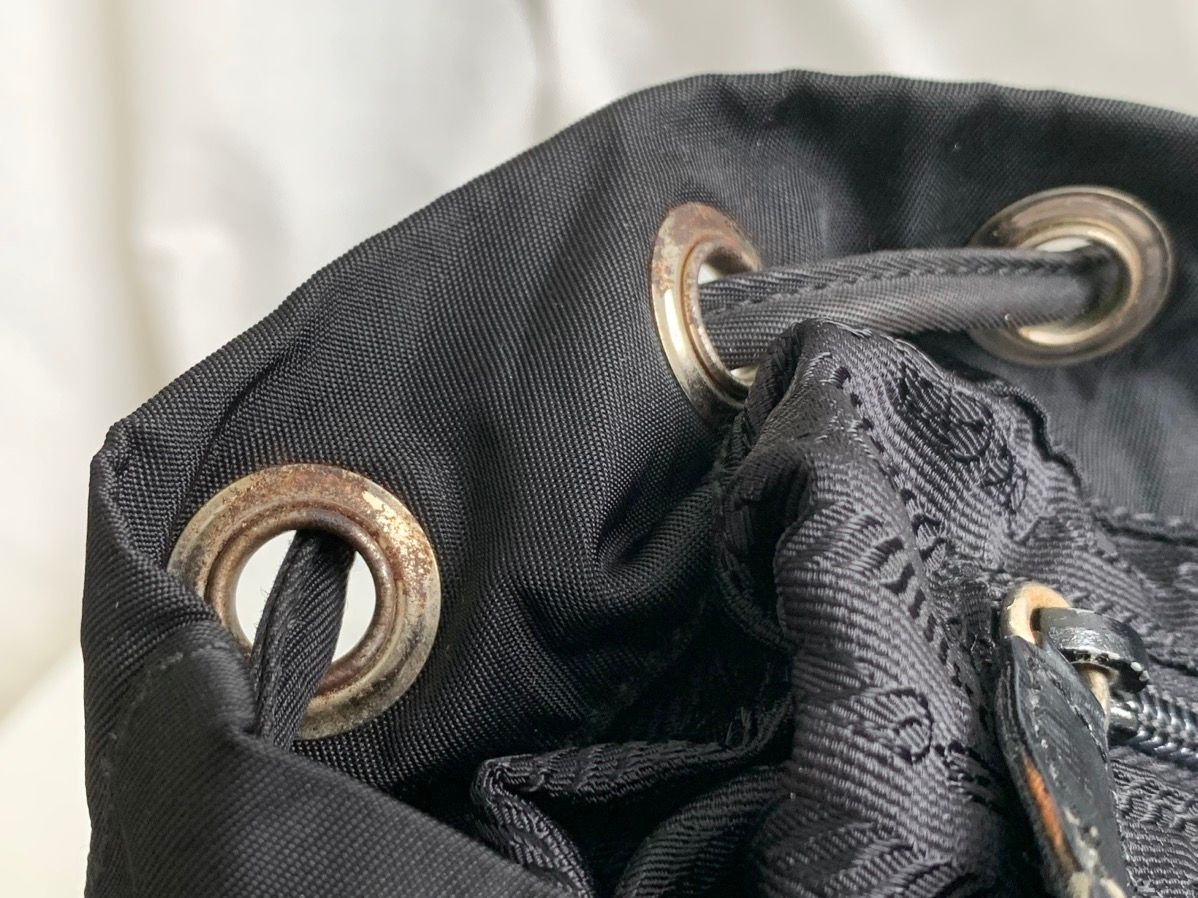 Authentic prada backpack black nylone double pocket - 16